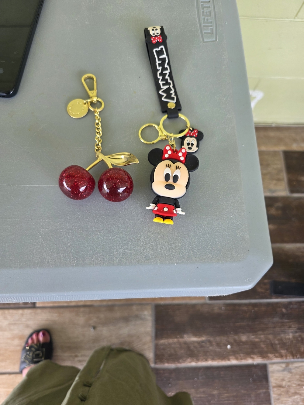 Disney Minnie Mouse Black & Red Silicone Keychain with Gold Hardware